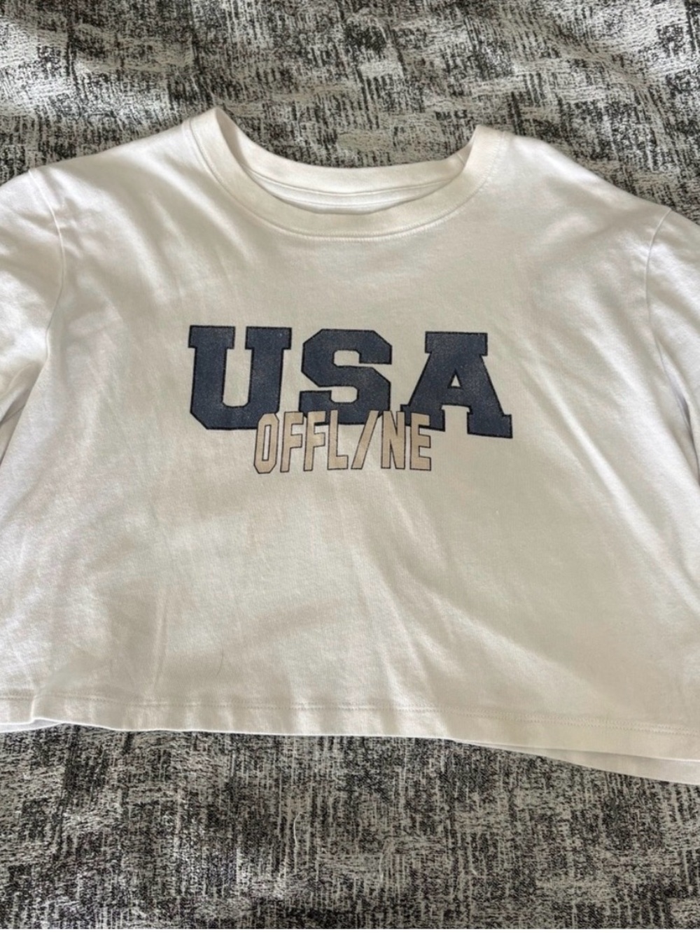 Aerie Offline USA Oversized Cropped T-Shirt Size Small NWOT